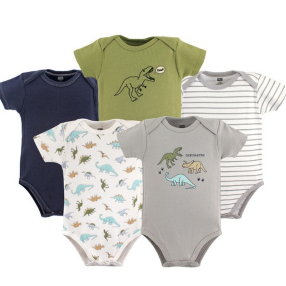 NWT Hudson Baby Bodysuits, 5-Pack, Dinosaurs